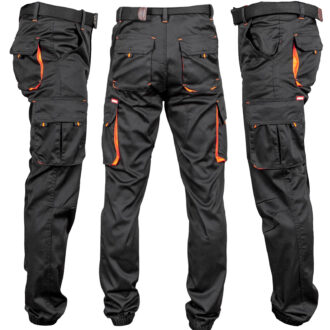Munkanadrág elasztánnal MANJOG BLACK ORANGE