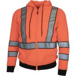 Fleece fényvisszaverő kapucnis pulóver cipzárral LUMINO ORANGE